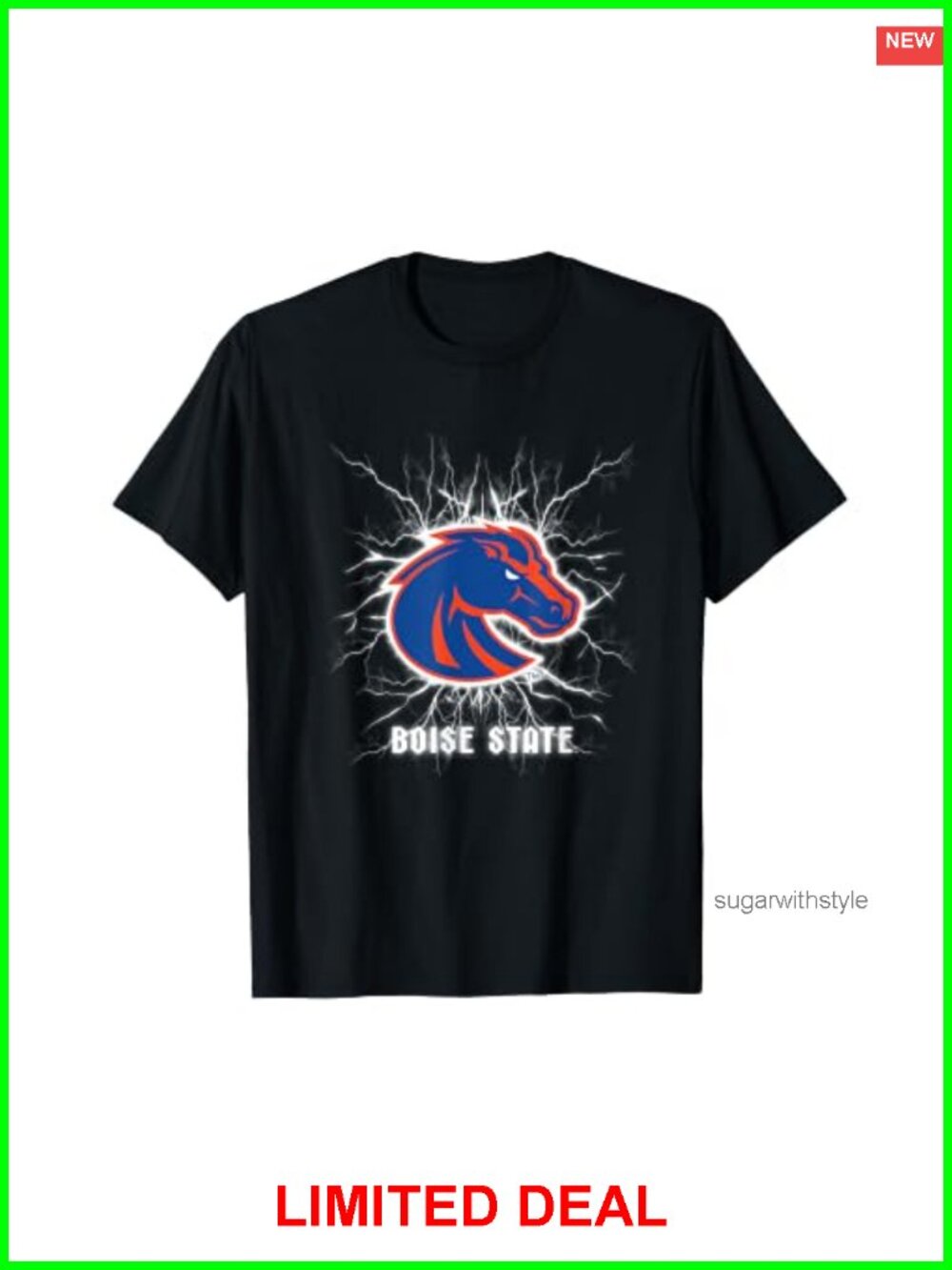 Boise State Broncos Lightning Officially Licensed T-Shirt Classic Fit Crew Neck